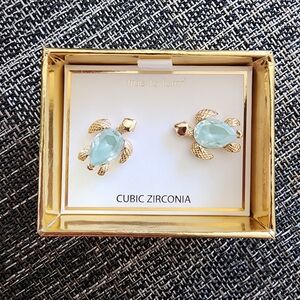TRUE TO FORM gold/turquoise turtle earrings